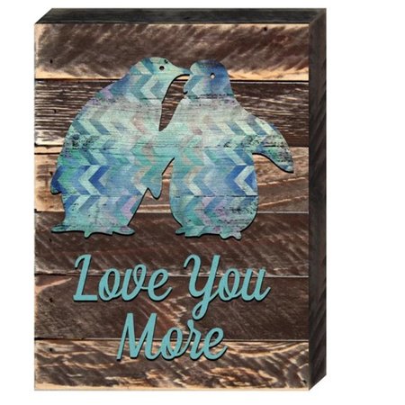 DESIGNOCRACY Love You More Penguins Art on Board Wall Decor 9874308